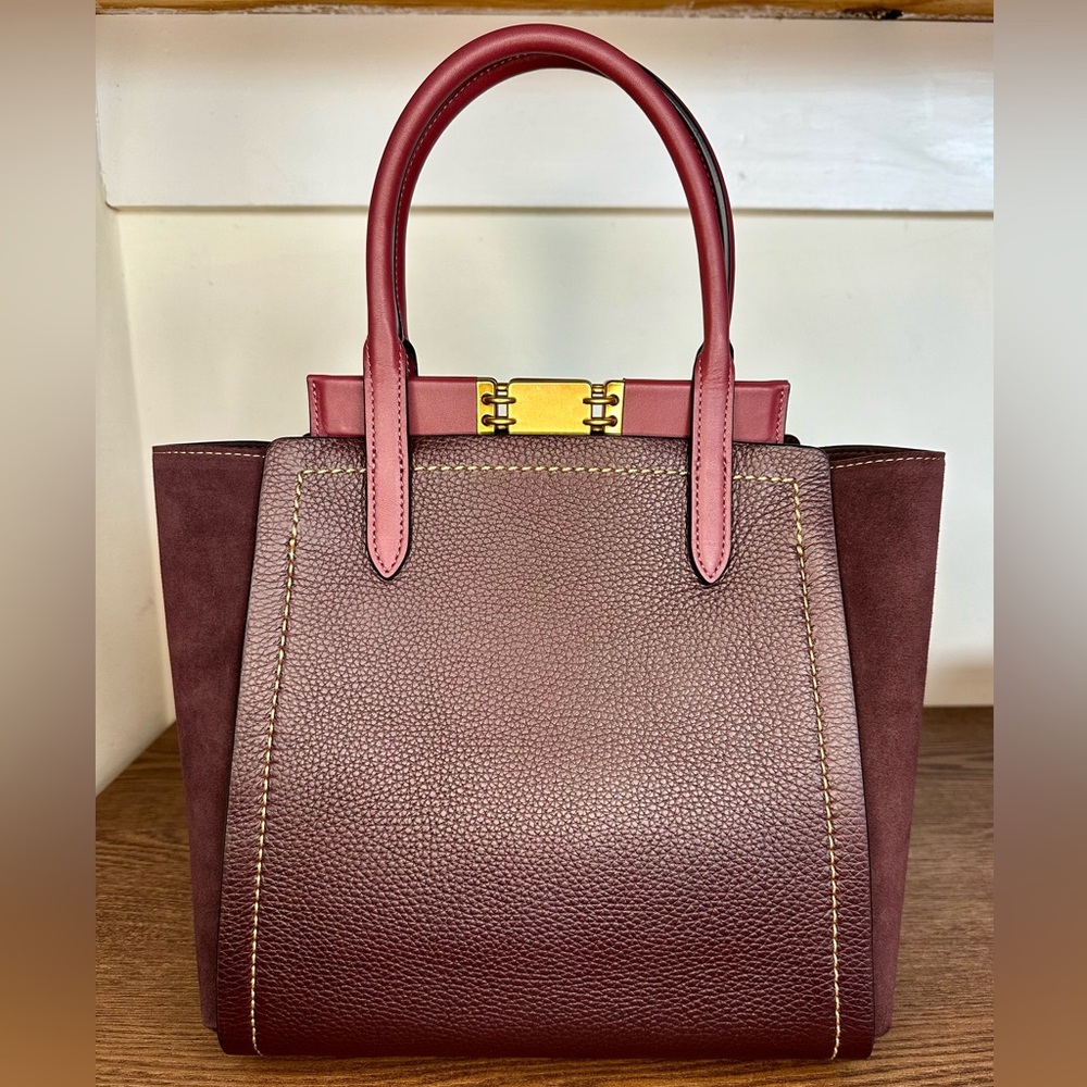 Coach 1941 Troupe Tote In Colorblock in Vintage Mauve Multi - Picture 2 of 11